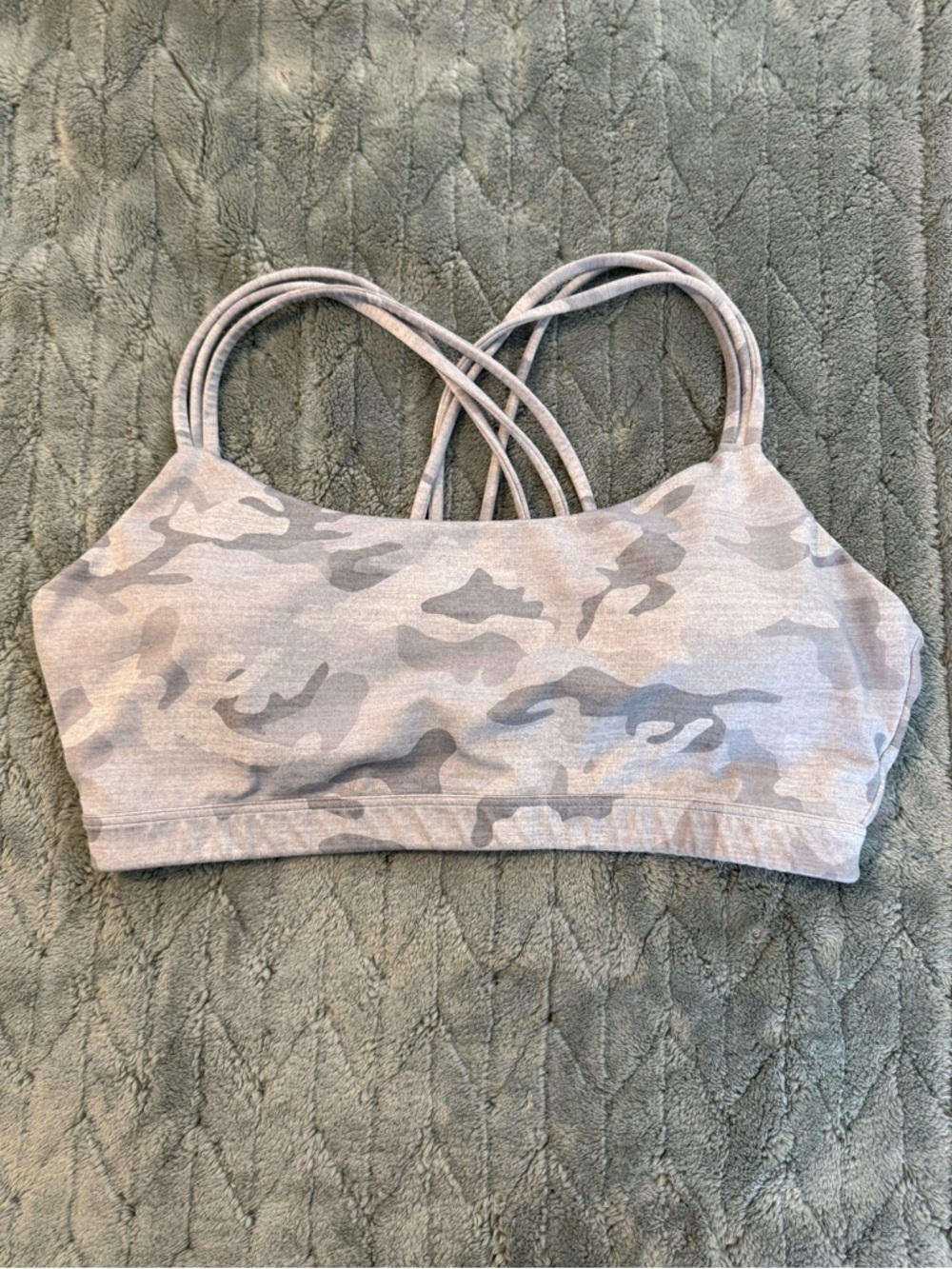 GAP Gray Camo Strappy Sports Bra